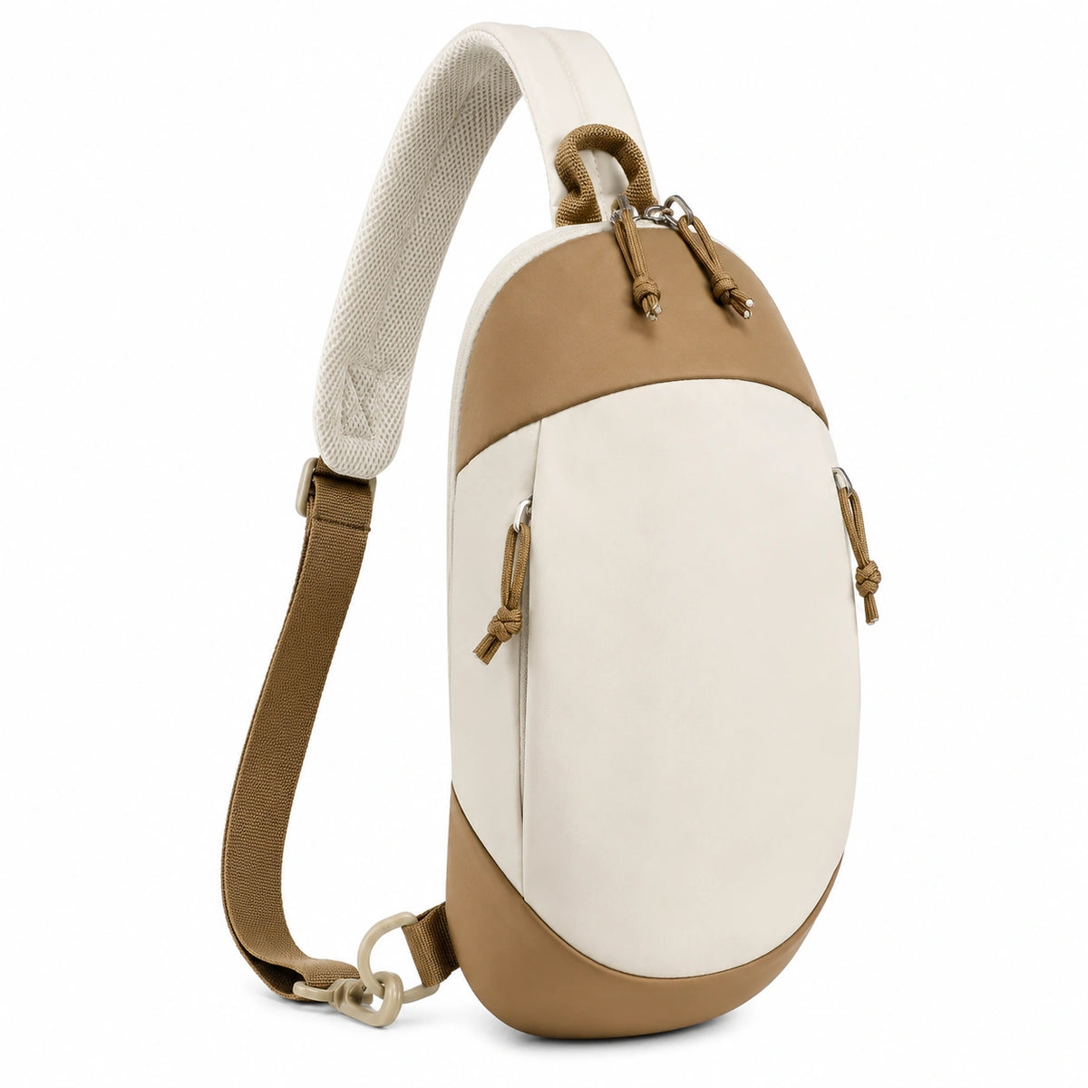 Bolso bandolera unisex beige y marrón pequeño elegante