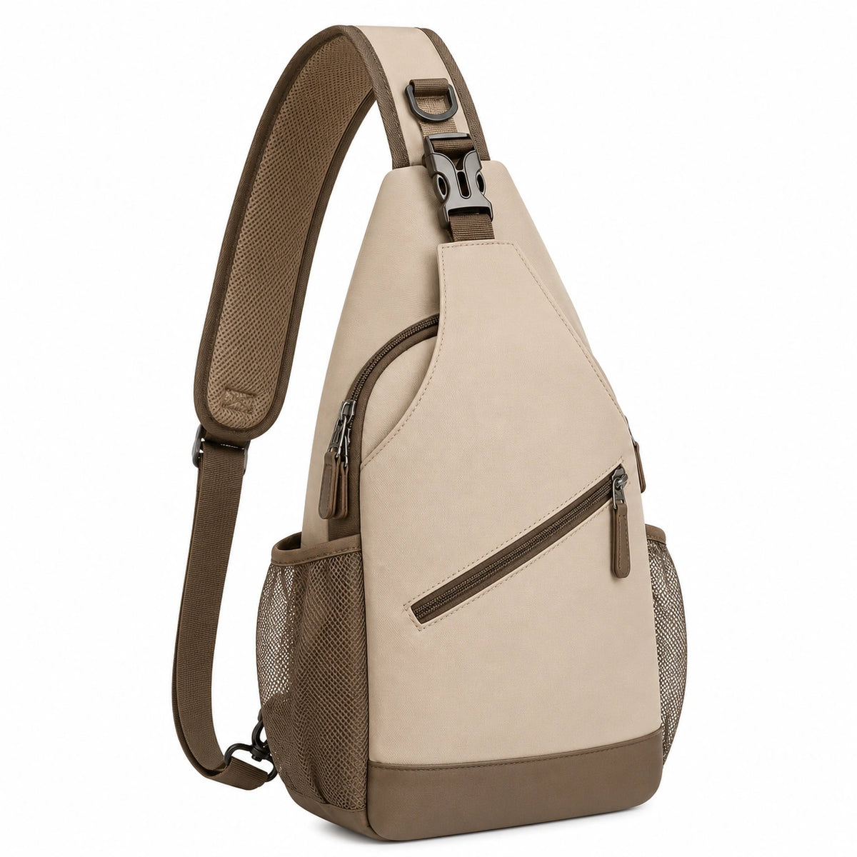 Mochila Bandolera Casual Beige y Marrón