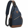 Mochila Bandolera Impermeable Antirrobo Azul y Marrón