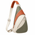 Bolso Bandolera Triangular Verde, Naranja y Beige con Cremallera