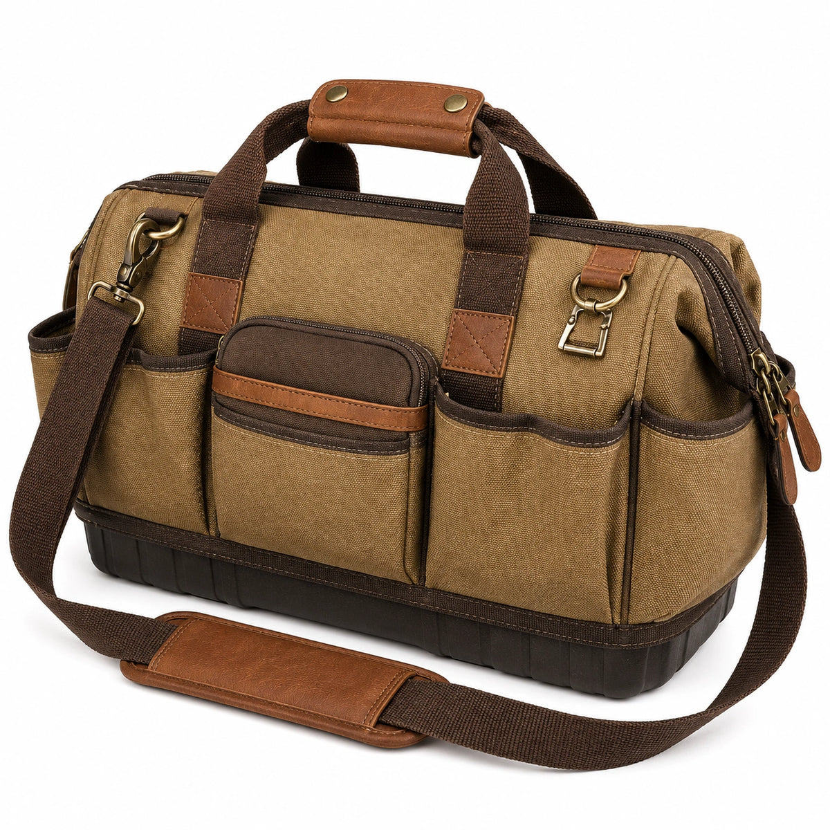 Bolsa de herramientas lona marrón y caramelo 45cm