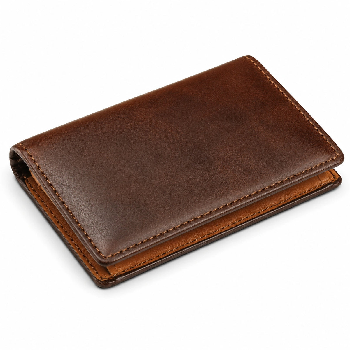 Cartera Bifold de Cuero Marrón con Compartimentos