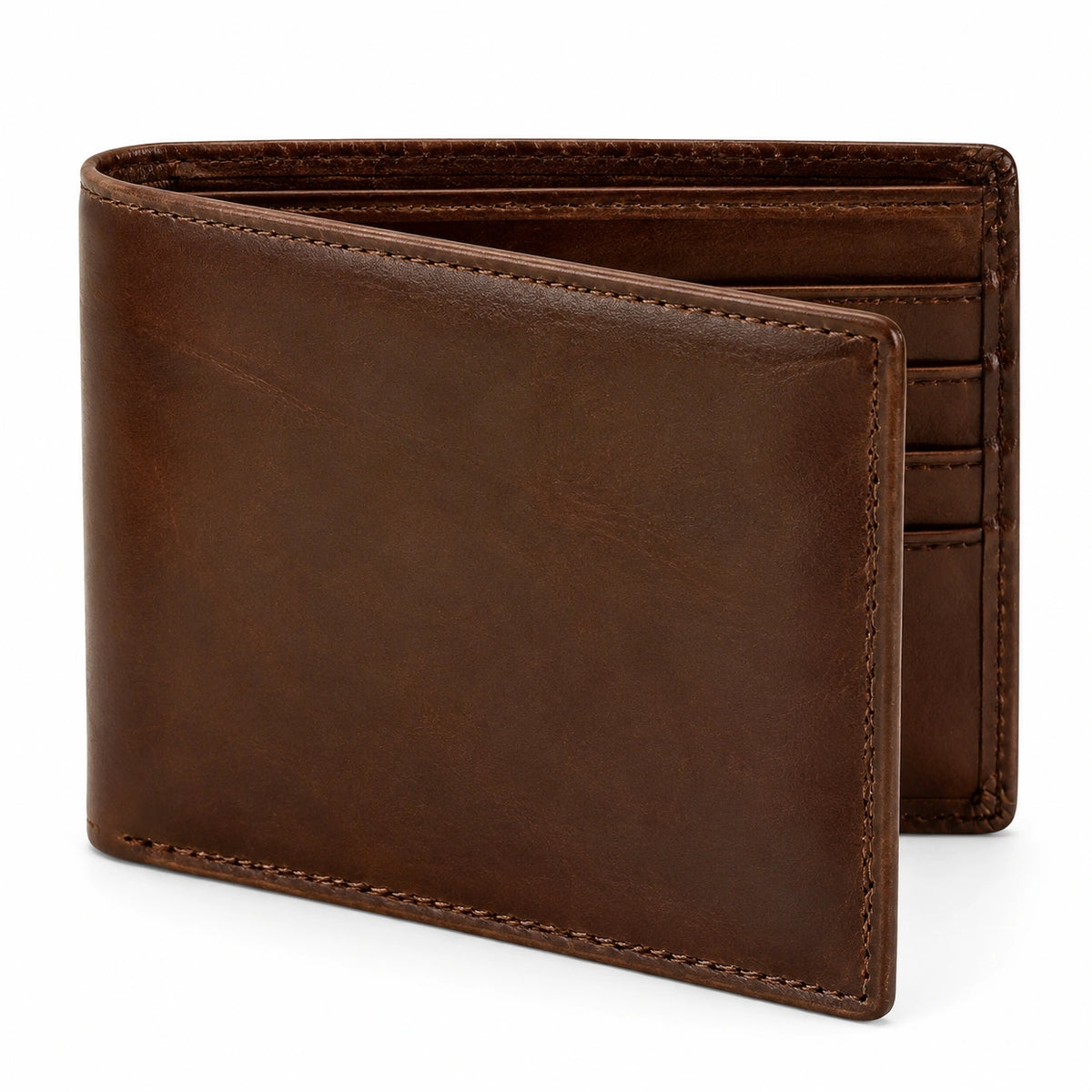 Cartera Bifold Unisex Marrón con Ranuras para Tarjetas y Compartimento para Billetes