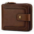 Cartera Clásica para Hombre Marrón con Cremallera y Botón
