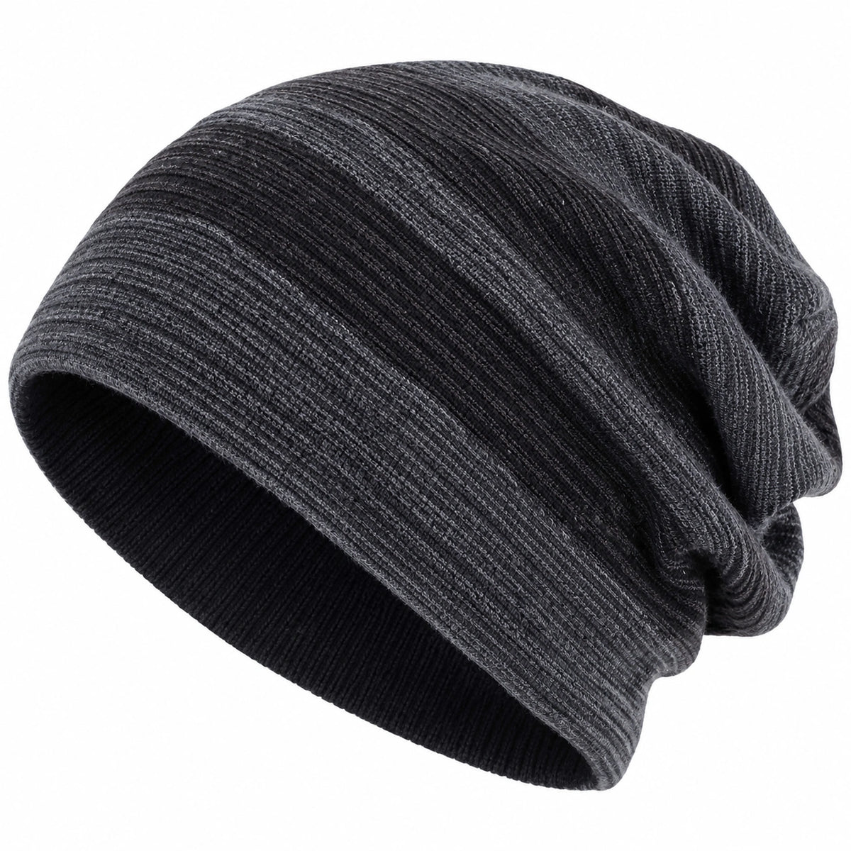 Gorro de punto con diseño de llamas en gris y negro