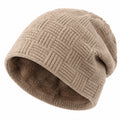 Gorro de Punto Trenzado Beige Unisex para Invierno