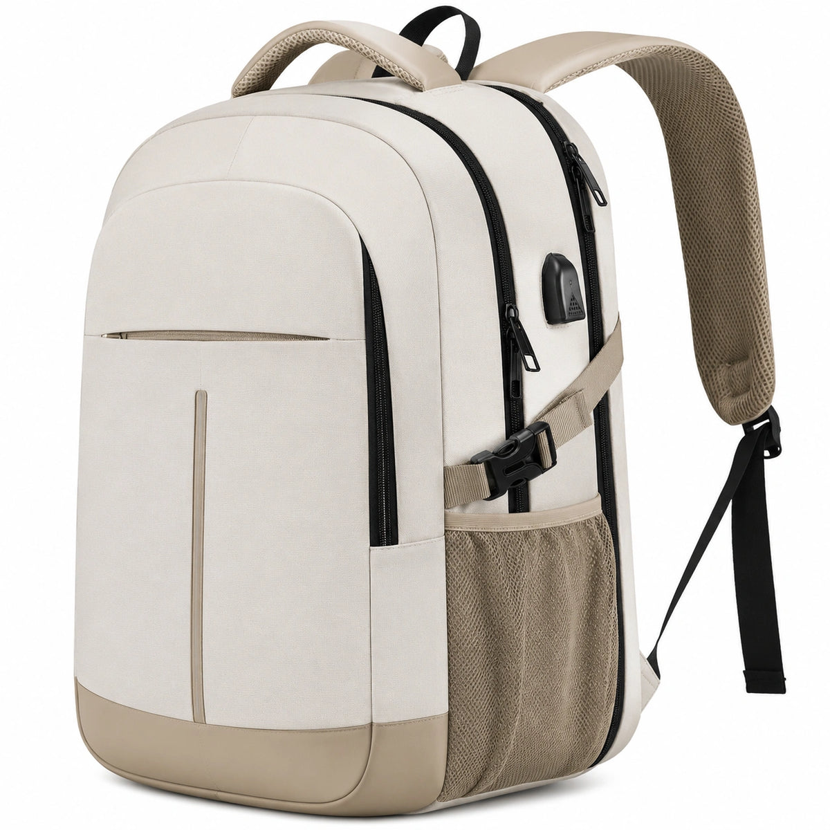 Mochila azul impermeable con detalles marrones