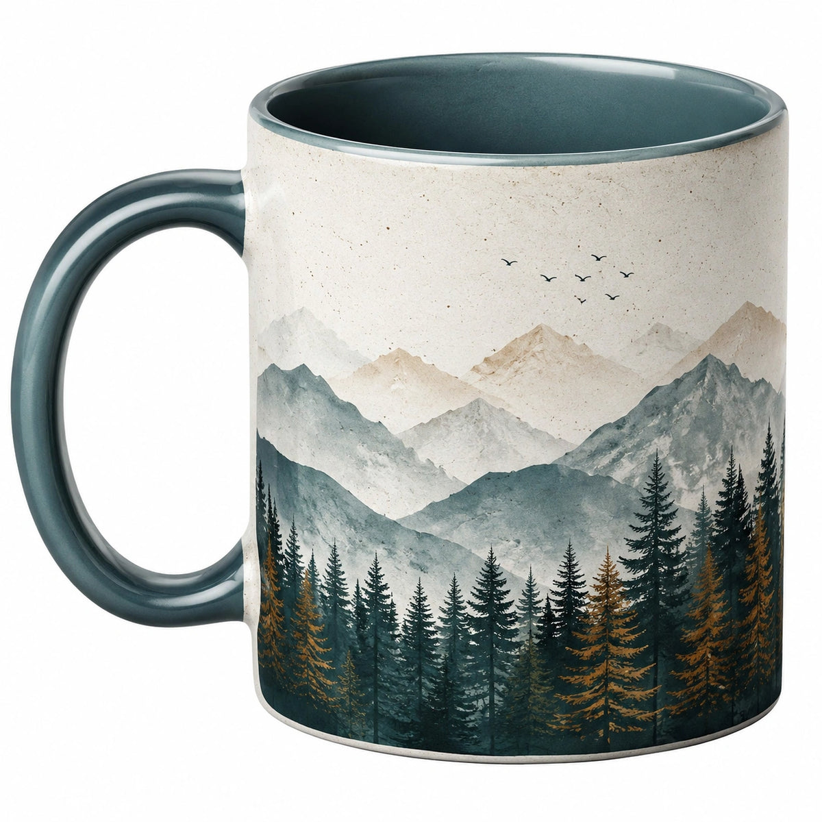 Taza de Cerámica con Diseño de Paisaje Montañoso 350 ml
