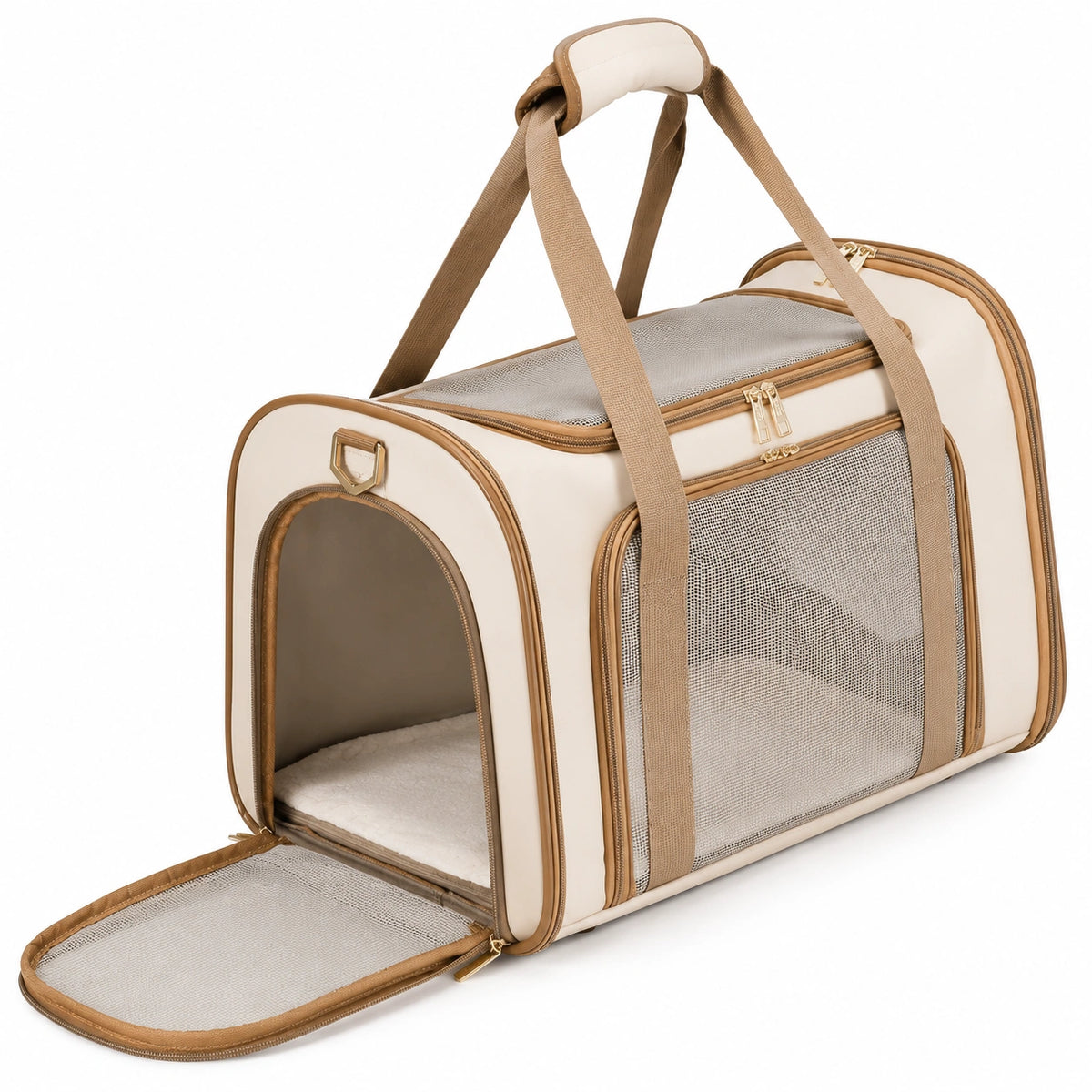 Bolso de Transporte para Mascotas Beige y Marrón