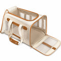 Bolso de transporte para mascotas beige y marrón 45x25x30cm
