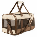 Transportadora de Mascotas Plegable Beige y Negra con Ventilación