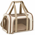 Bolso Transportín para Mascotas Beige y Marrón con Ventilación
